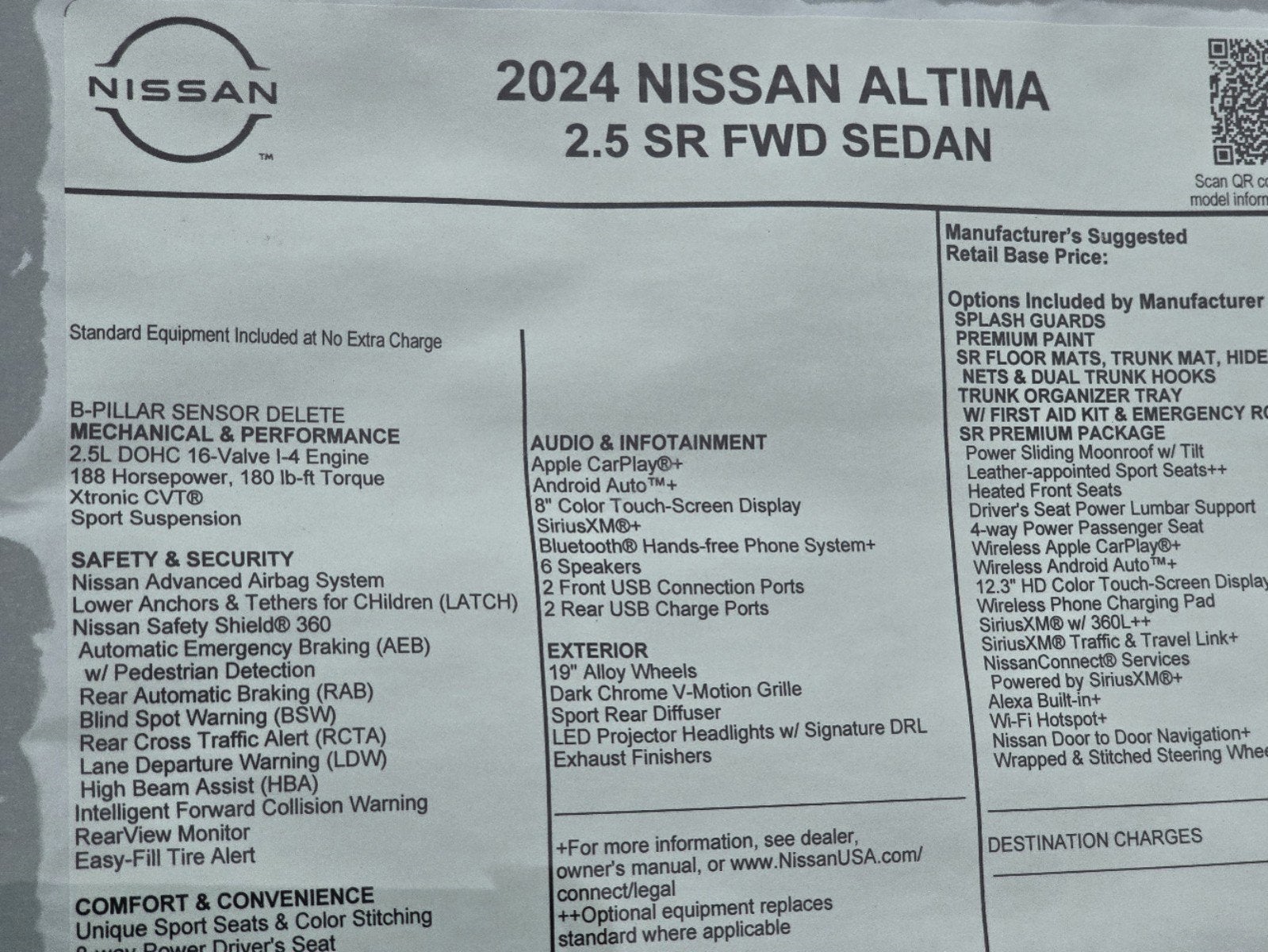 2024 Nissan Altima SR FWD SR