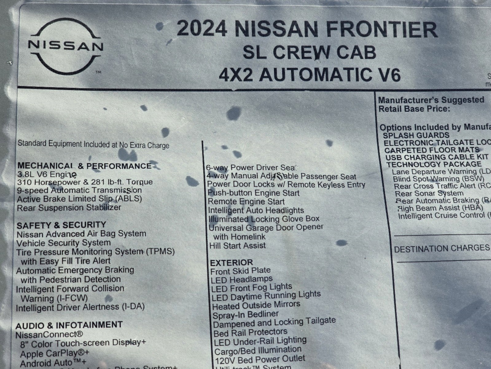 2024 Nissan Frontier Crew Cab SL 4x2 Crew Cab SL